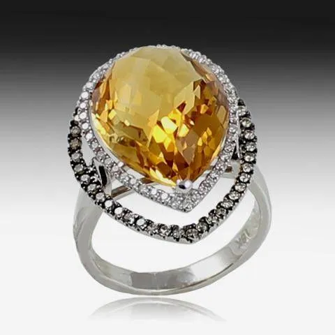 18kt White Gold Citrine and Diamond ring