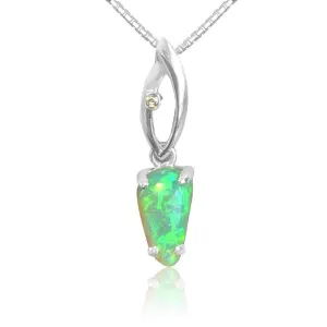 18kt White Gold Opal and Diamond pendant