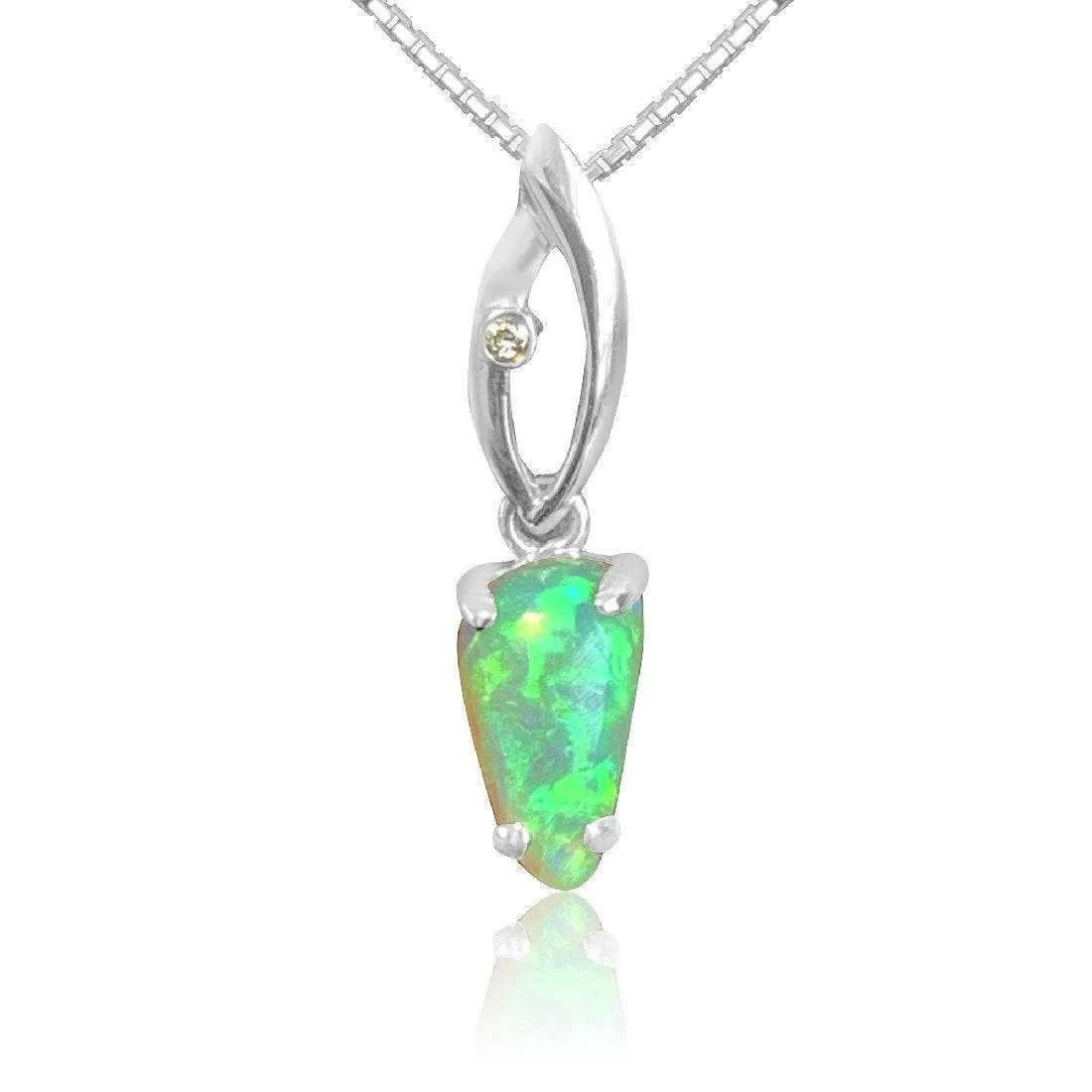 18kt White Gold Opal and Diamond pendant