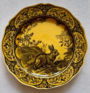 19th C Antique English Majolica Wedgwood Bunny Rabbits Plate