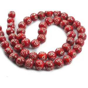 19th C. Venetian Red "Apostrophe" Eye Bead Strand / Necklace