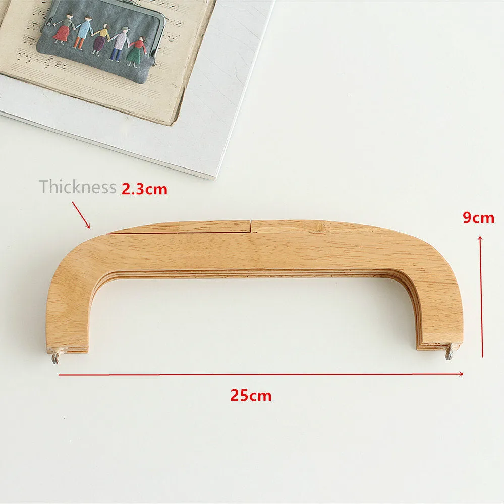 25cm ( 10") Retro Purse Frame / Large Wood Handle Purse Frame With Screws