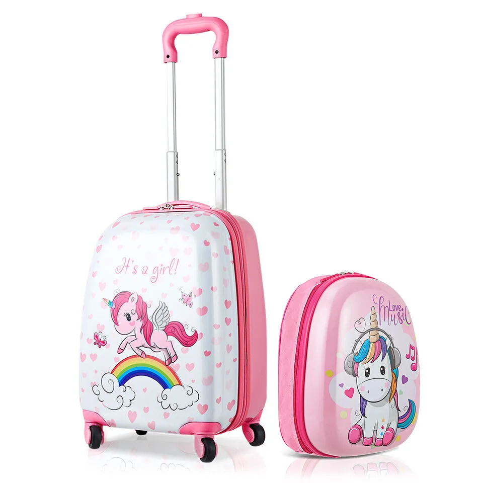 2in 1 Kids Travel Luggage Carry on Backpack Set