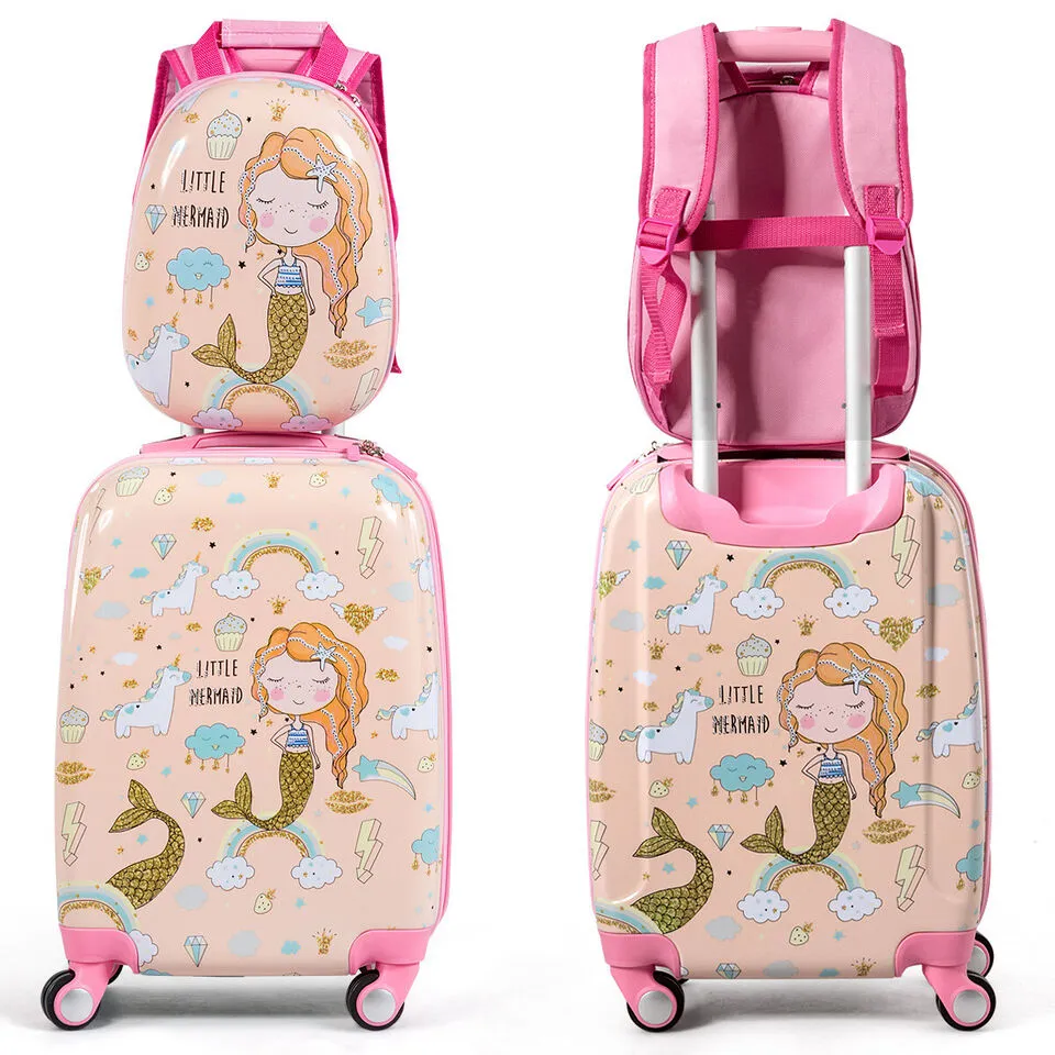 2in 1 Kids Travel Luggage Carry on Backpack Set