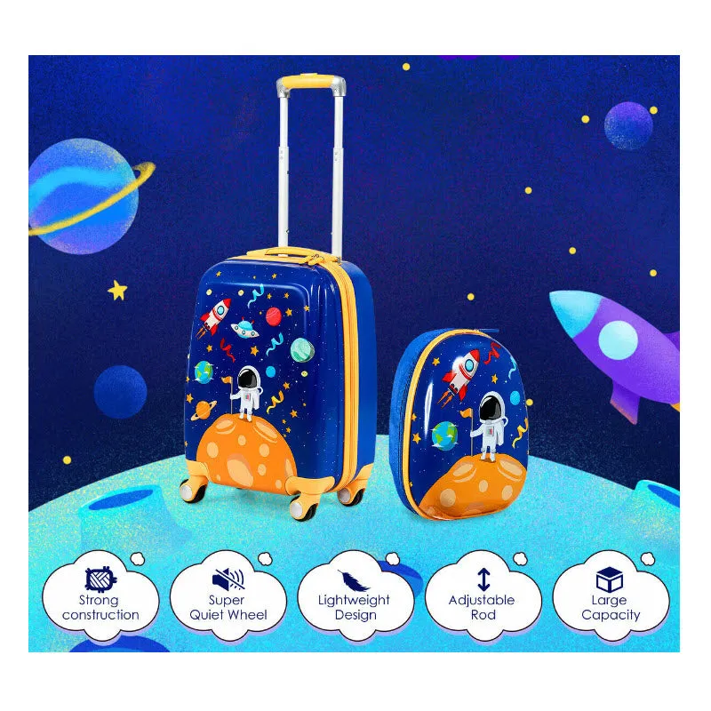 2in 1 Kids Travel Luggage Carry on Backpack Set