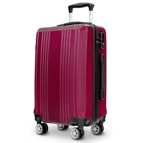 3PC Luggage Set Travel Suitcase with TSA Lock-Burgundy