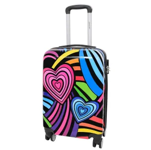 4 Wheels Multi Hearts Print Cabin Small Size Suitcase