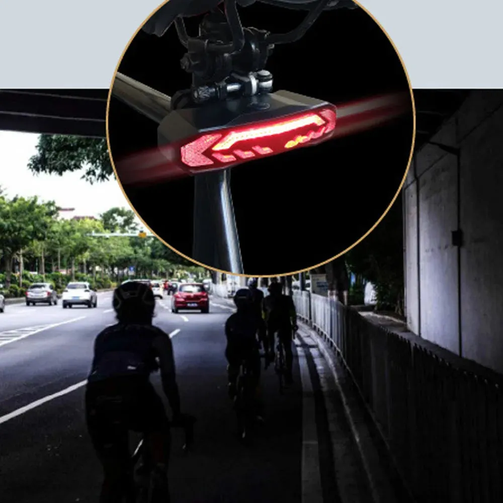 5in1 Bike Taillight with Turn Signals Anti-Theft Alarm LED Rear Light Waterproof with 6Models RC for MTB Road Bike Night Cycling