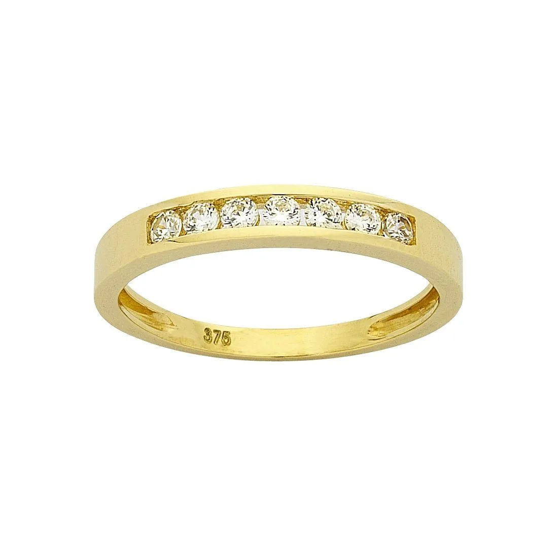 9ct Yellow Gold Cubic Zirconia Channel Set Ring