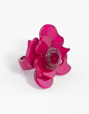 Acrylic Pink Flower Ring