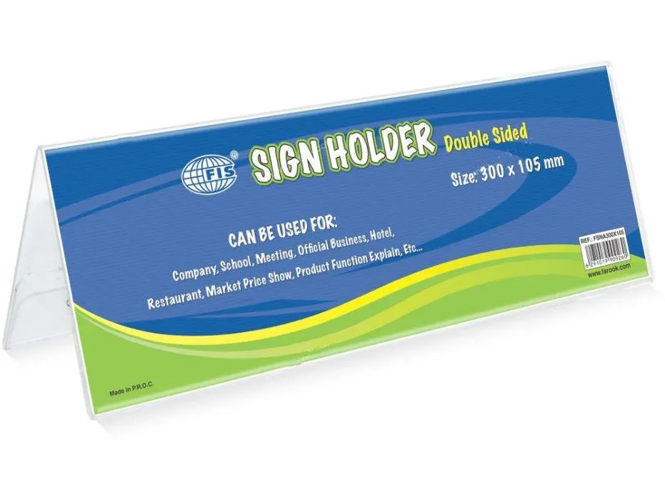 Acrylic Sign Holder A-Shape, Double Sided, 300x105mm