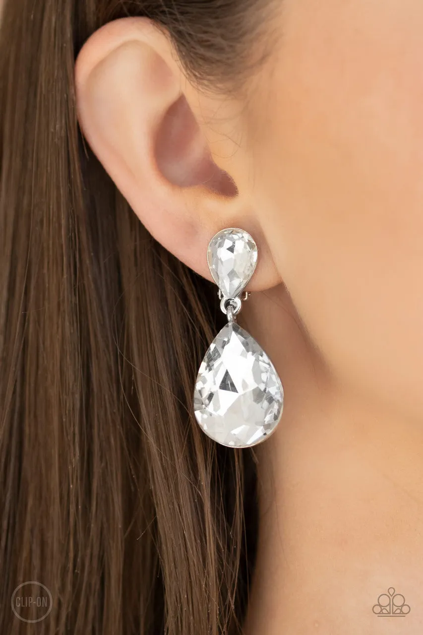 Aim for the MEGASTARS White Paparazzi Clip-On Earrings