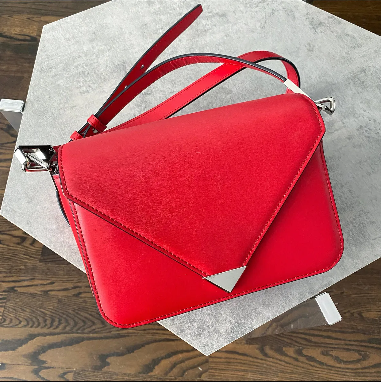 Alexander Wang Red Leather Small Prisma Crossbody Bag