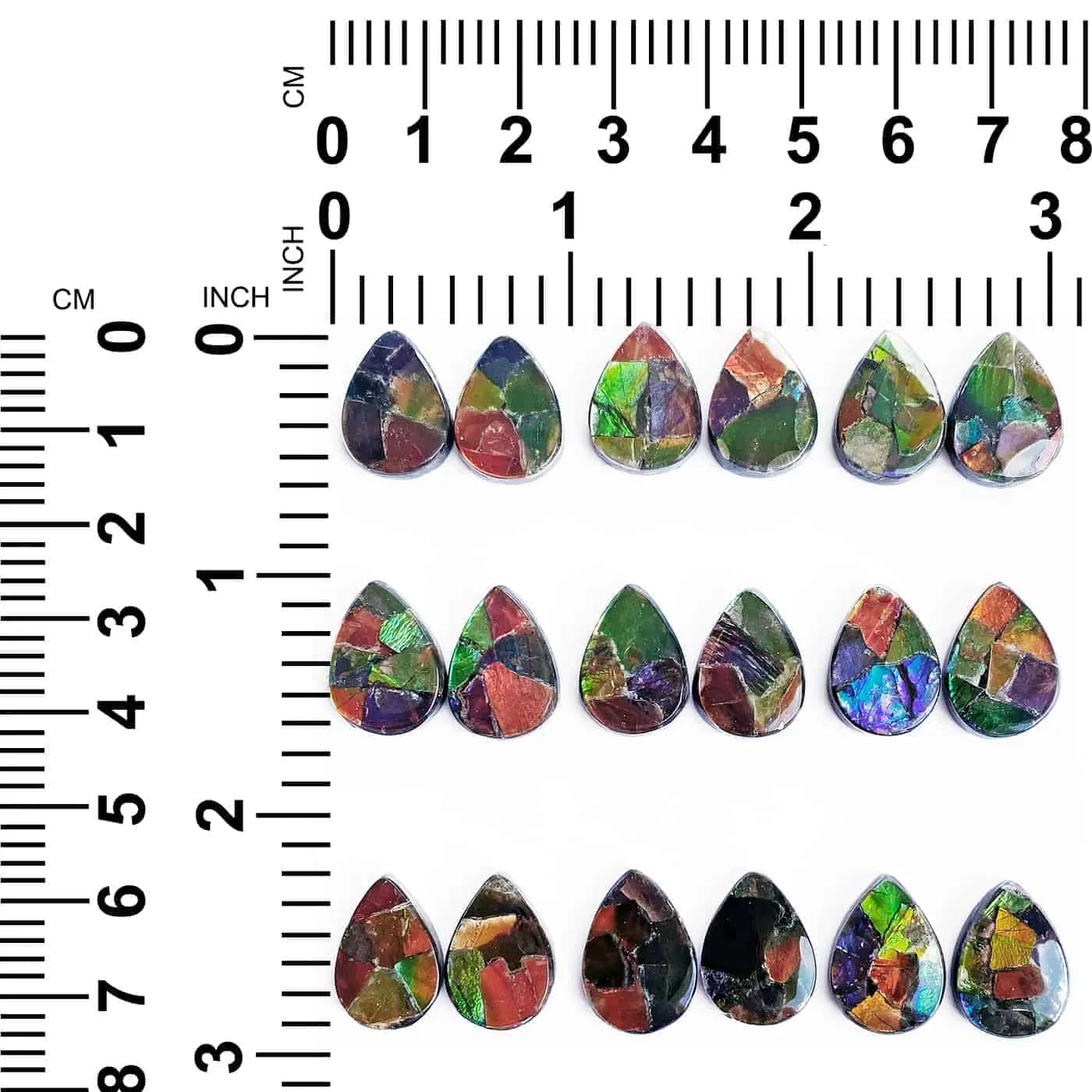 Ammolite Pear Cabochons 16mm - 18 pieces