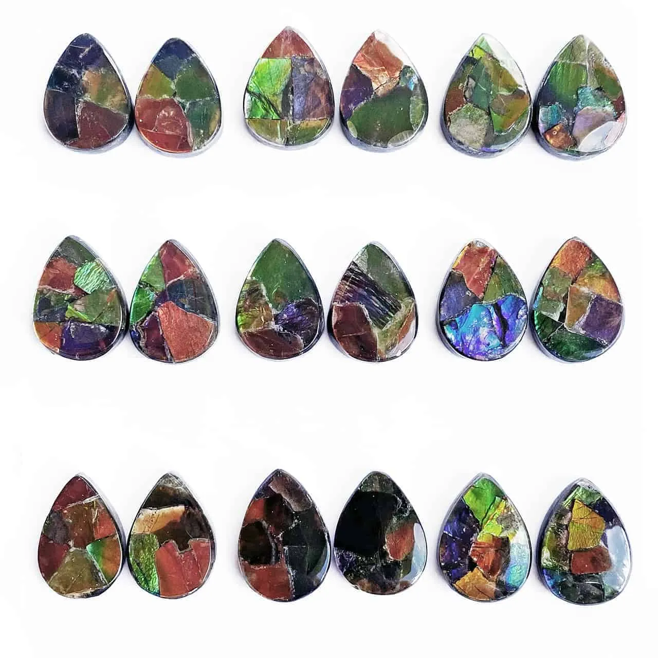 Ammolite Pear Cabochons 16mm - 18 pieces