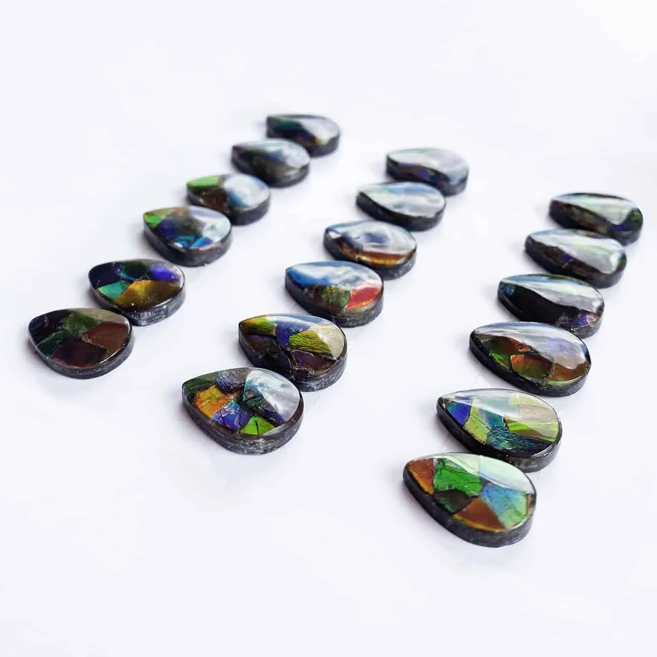 Ammolite Pear Cabochons 16mm - 18 pieces