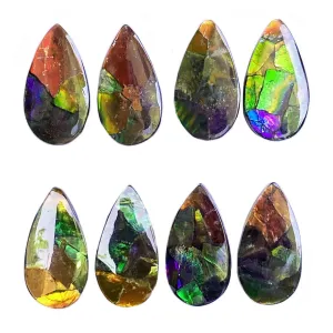 Ammolite Pear Cabochons 30mm - 8 pieces