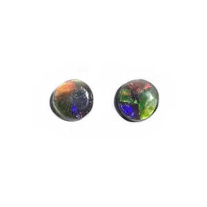 Ammolite Round Cabochons 9mm - 1 pair