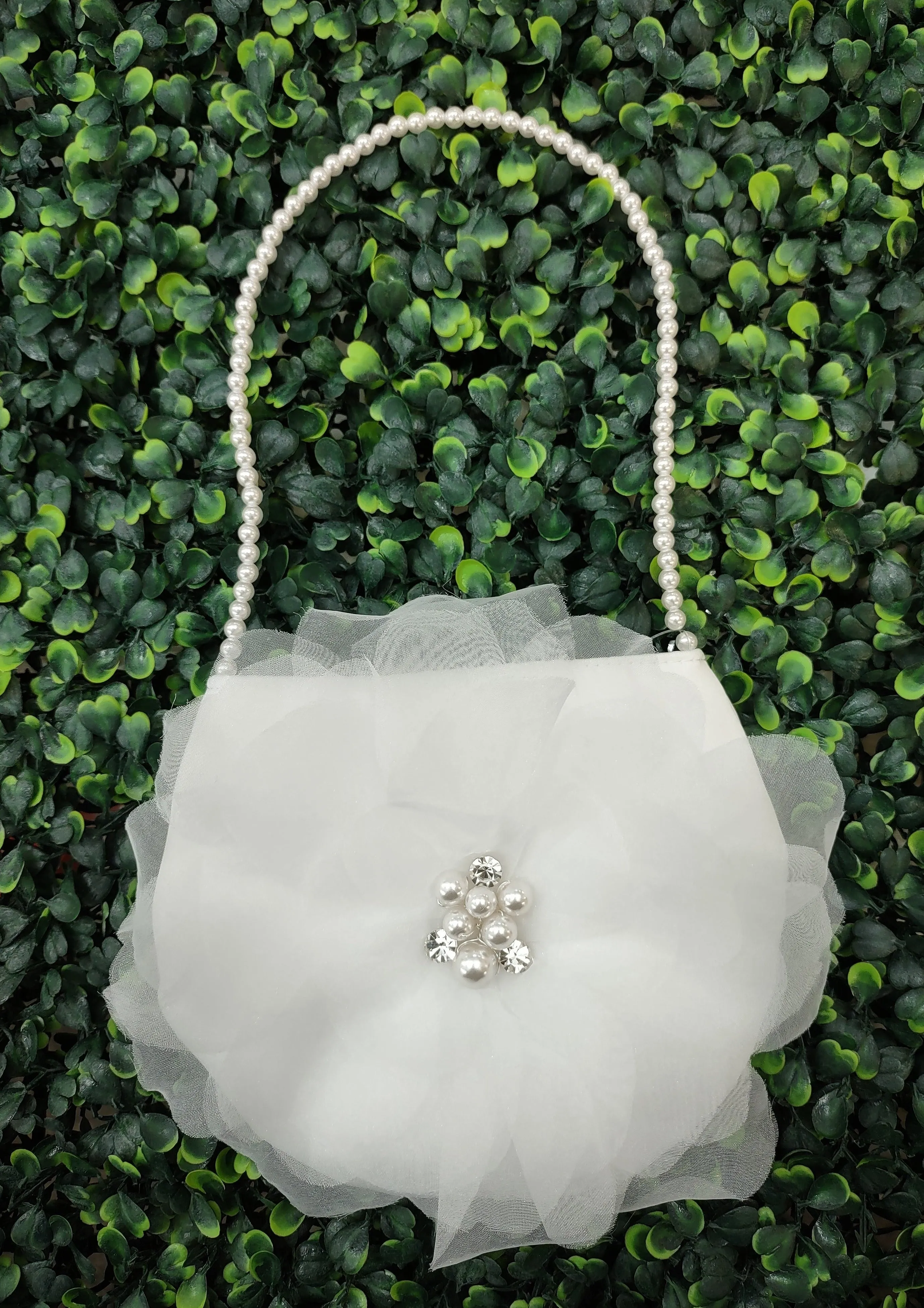 Anja's Dream White Communion Purse with Tulle Flower 3377