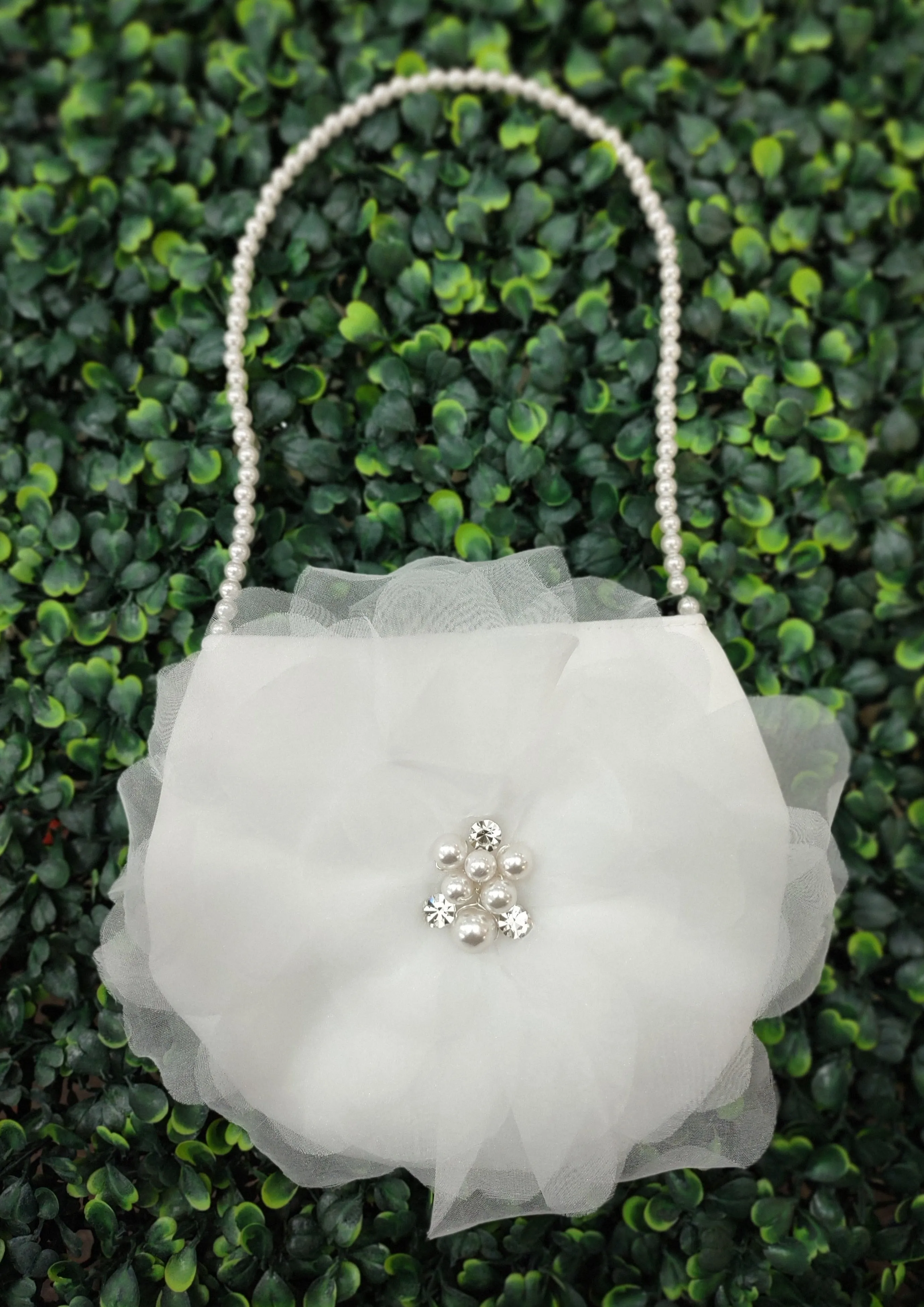 Anja's Dream White Communion Purse with Tulle Flower 3377