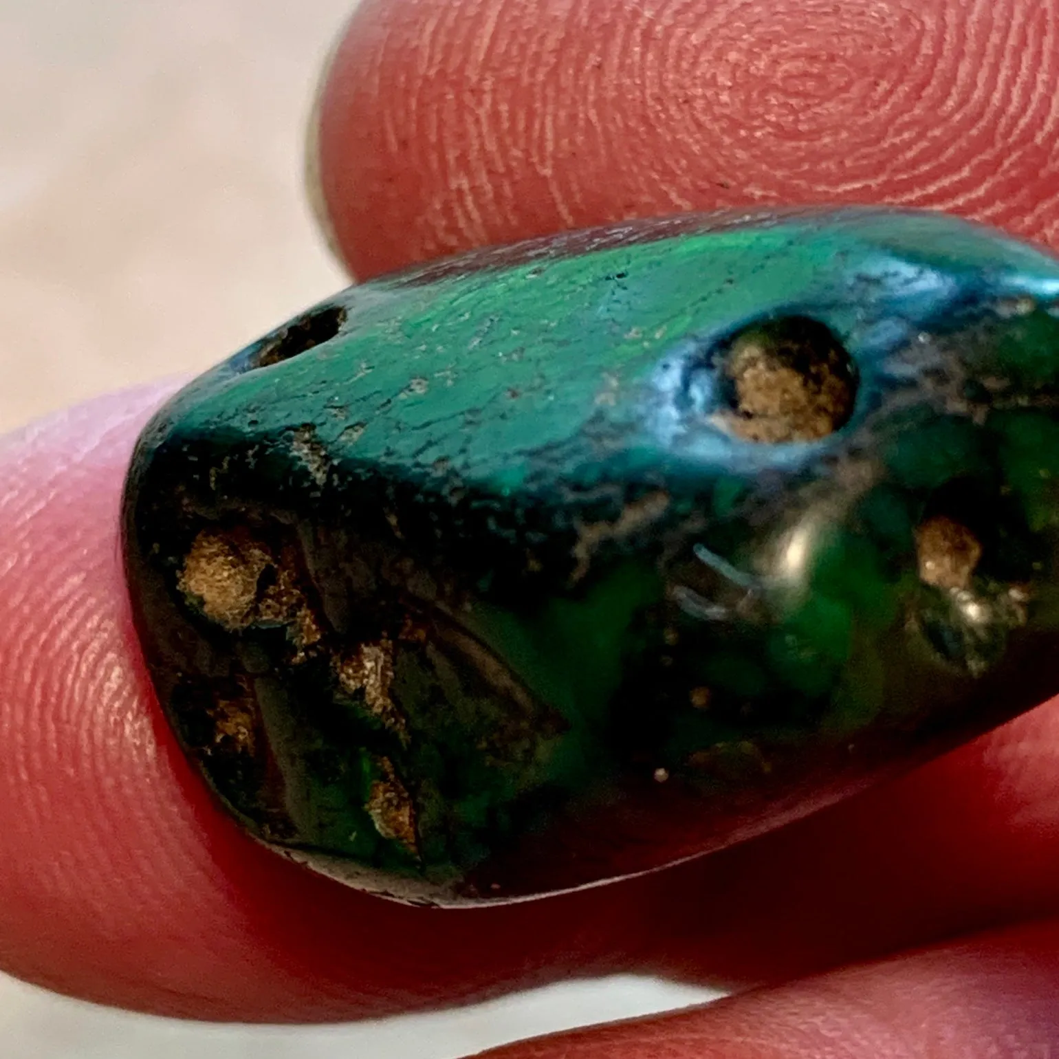 Antique 2-Hole Tibetan Turquoise Bead