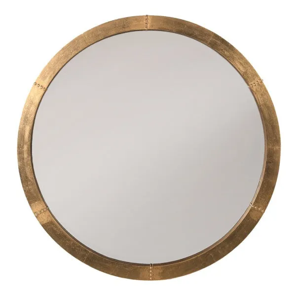 Antique Brass Round Mirror 91 cm