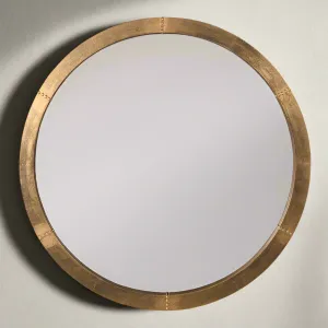 Antique Brass Round Mirror 91 cm