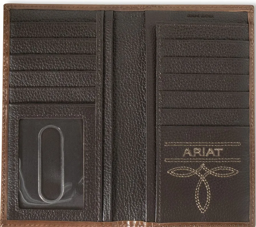 Ariat Men's Rodeo Leather Wallet with Southwestern Inlay