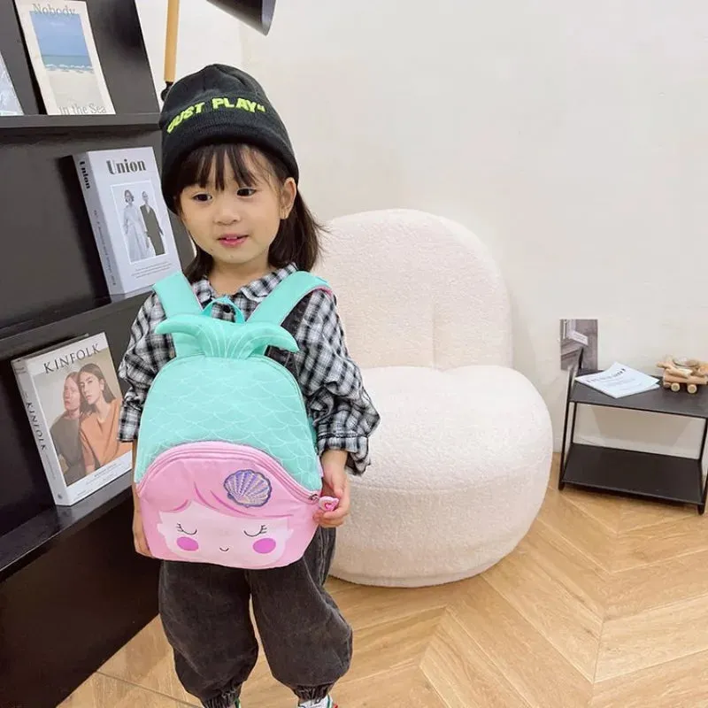 Backpack for Kids Girl Princess Schoolbag Mermaid Kindergarten Cute Toy Bag Embroidered Cute Animal Cartoon Backpack School Bag