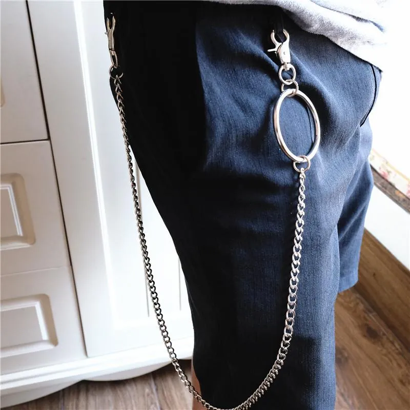 Badass Men's Womens Silver Ring  Pants Chain Long Wallet Chain Biker Wallet Chain For Men