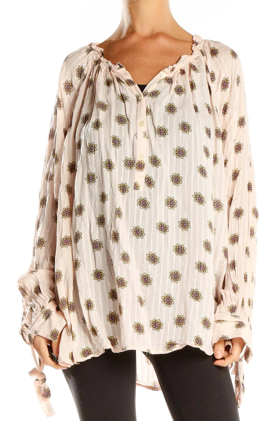 Beige Printed Chic Blouse