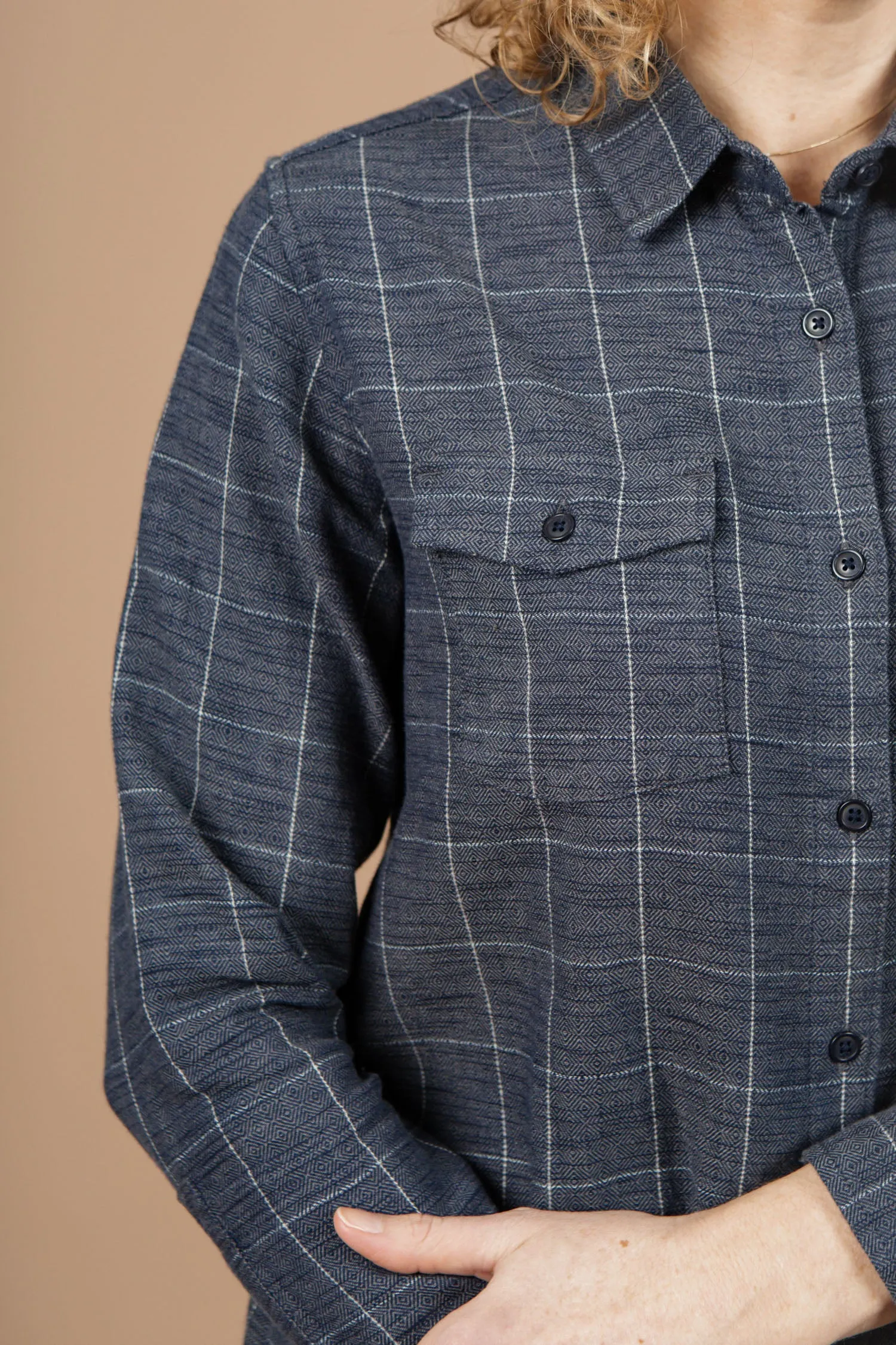 Bird Shirt / Slate Textured Windowpane