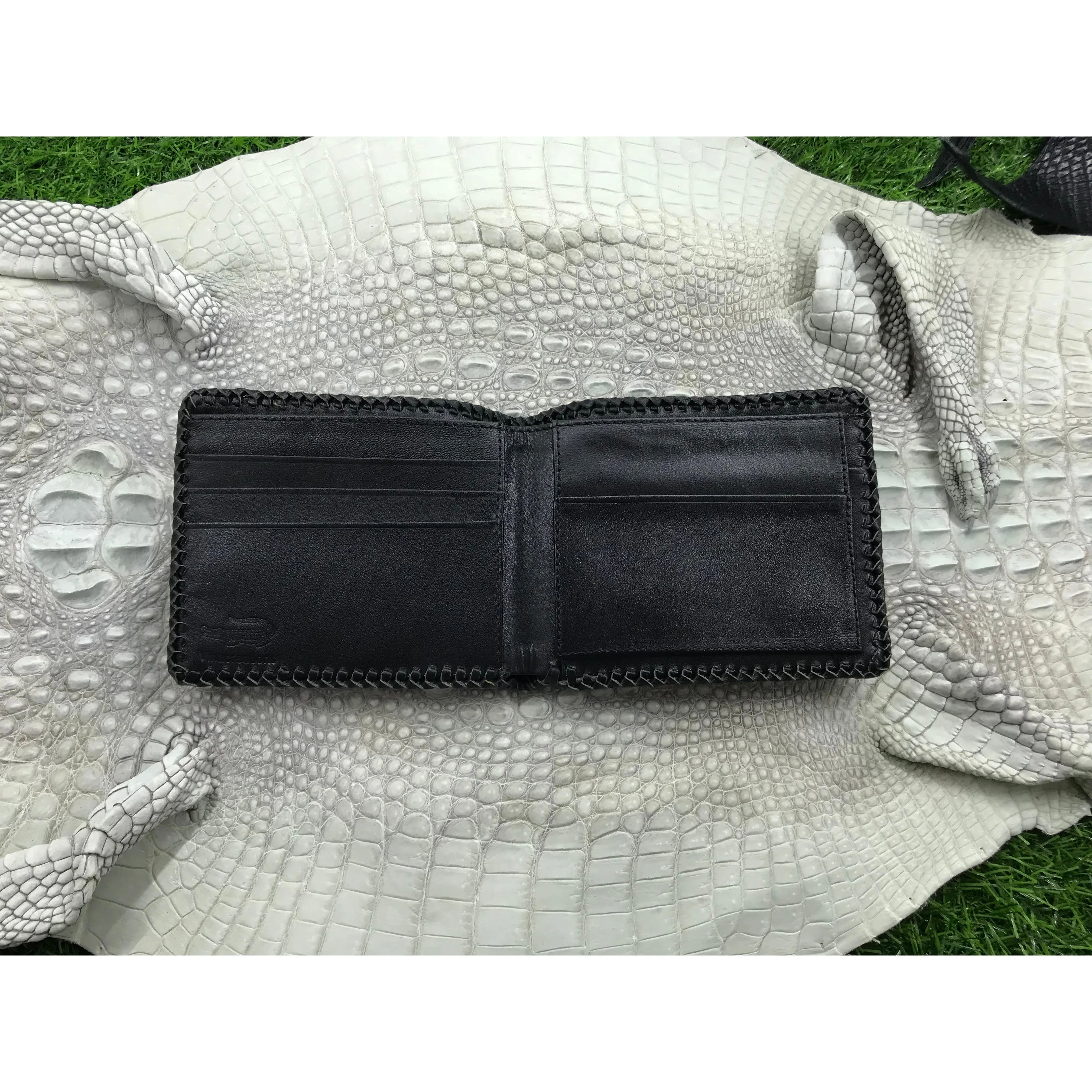 Black Alligator Skin Bifold Wallet For Men | Handmade Crocodile Leather Wallet RFID Blocking | VL4550