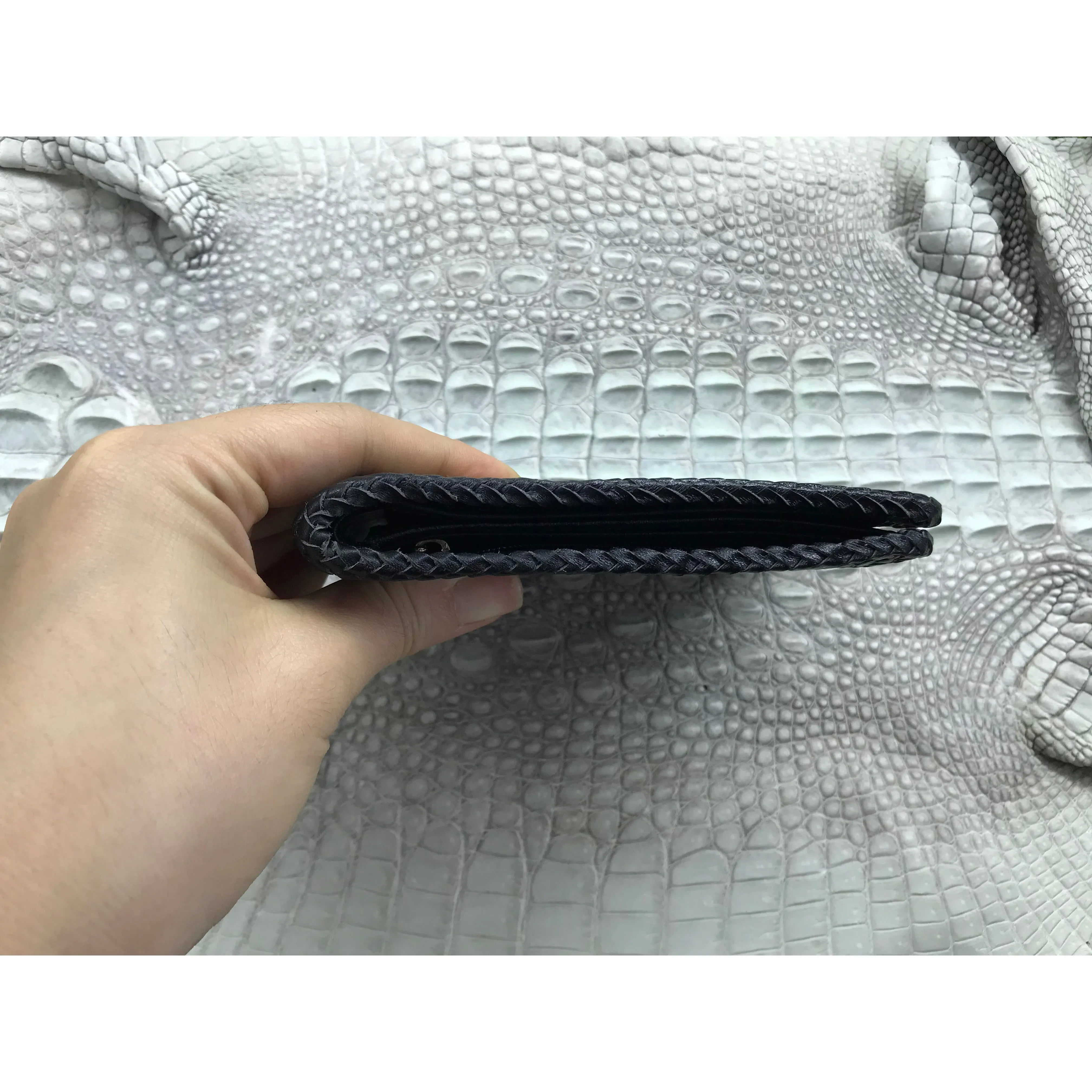 Black Alligator Skin Bifold Wallet For Men | Handmade Crocodile Leather Wallet RFID Blocking | VL4550