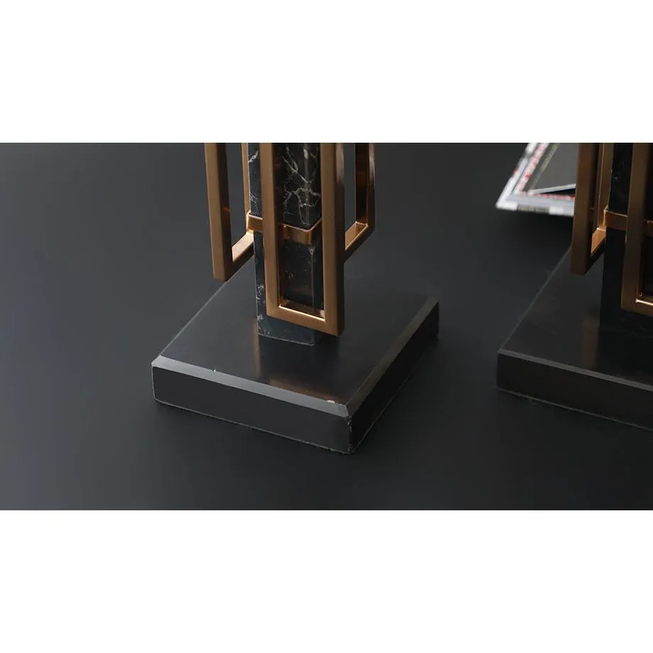 BLACK & BRASS CANDLE HOLDER - SET OF 2