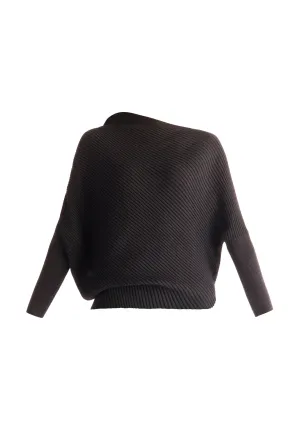 Black Draped Knitted Jumper