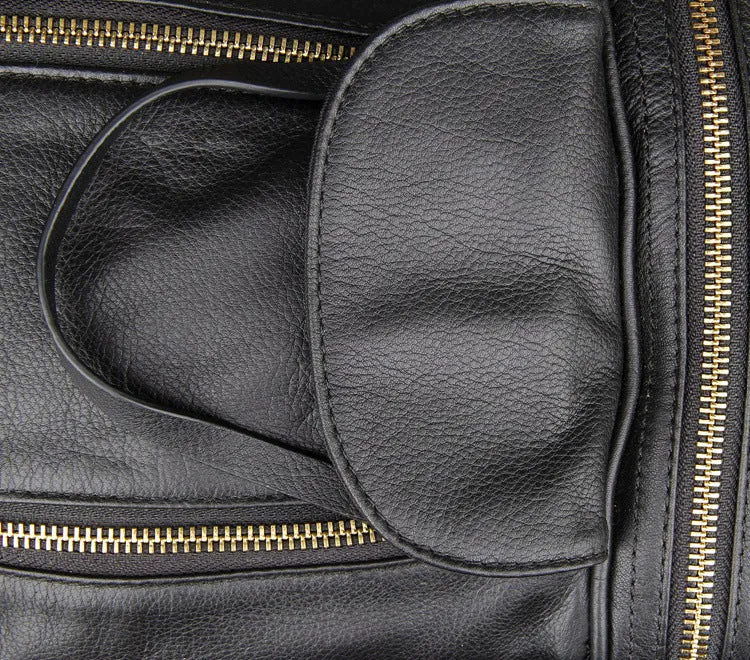 Black Large Trave Weekender Leather Duffel Bag