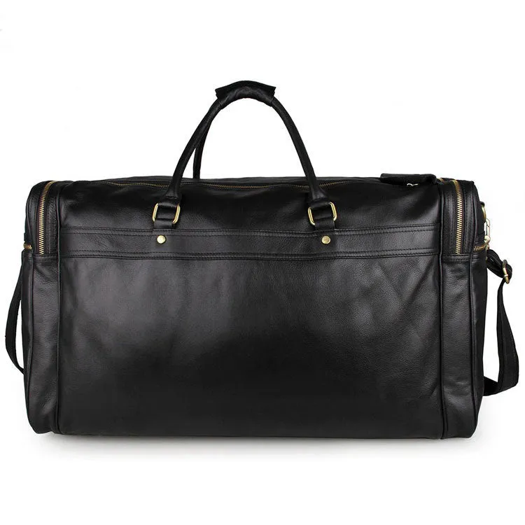 Black Large Trave Weekender Leather Duffel Bag