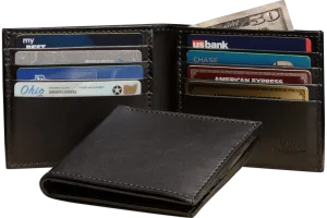 Black Premium Leather 8 Card Slot Bifold Wallet