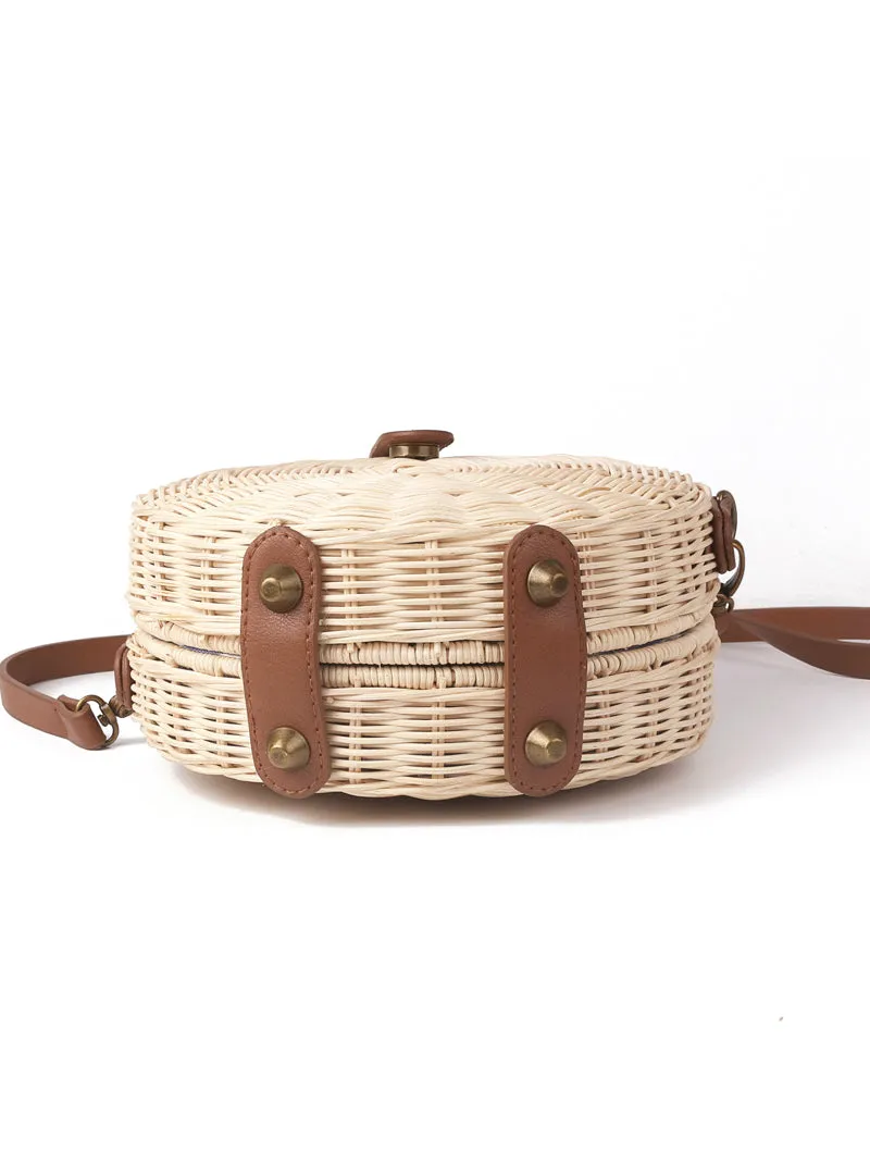 Bohemian Bali Rattan Beach Handbag Small Circle