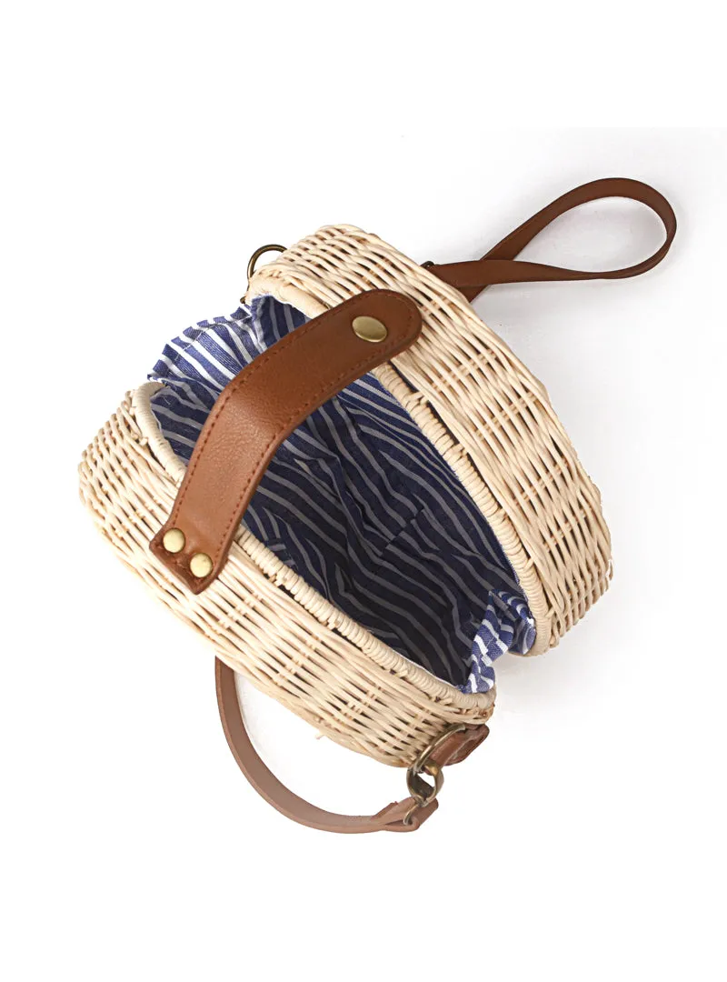 Bohemian Bali Rattan Beach Handbag Small Circle