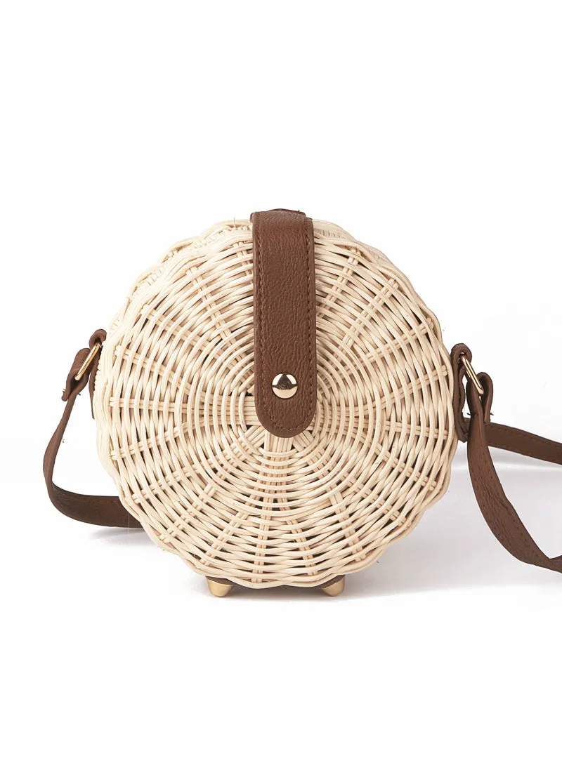 Bohemian Bali Rattan Beach Handbag Small Circle