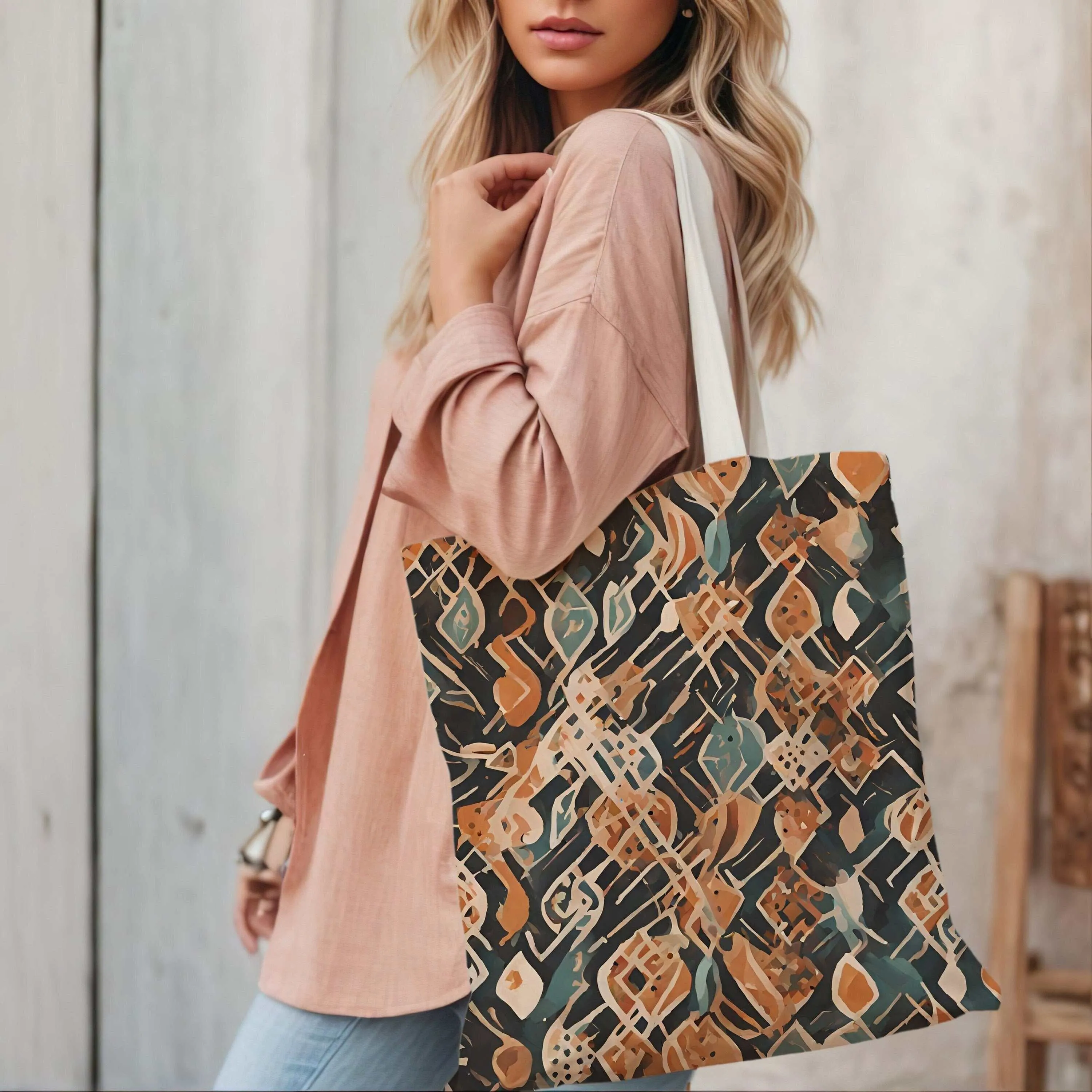 Boho Style Canvas Tote Bag