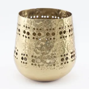 Brass-Finish Candle Holder / Plant Pot Holder - 12cm