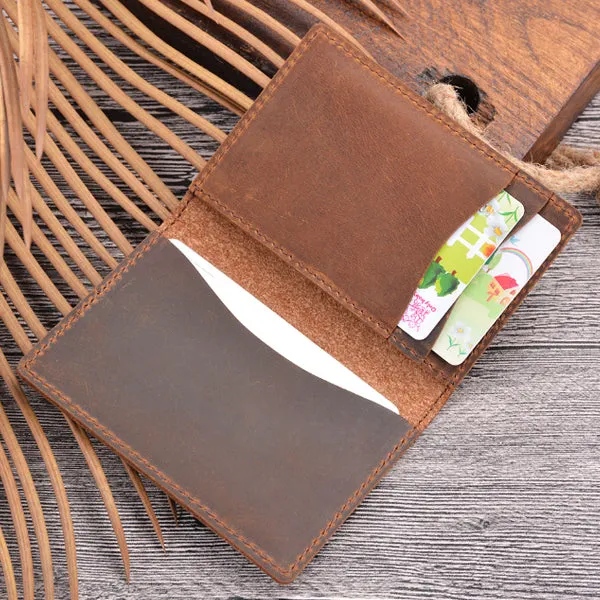 Brown Grained Leather Card Holder 棕色真牛皮信用卡套 CH19023