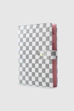 BRYNN CHECKERED NOTEBOOK/PASSPORT IN BEIGE