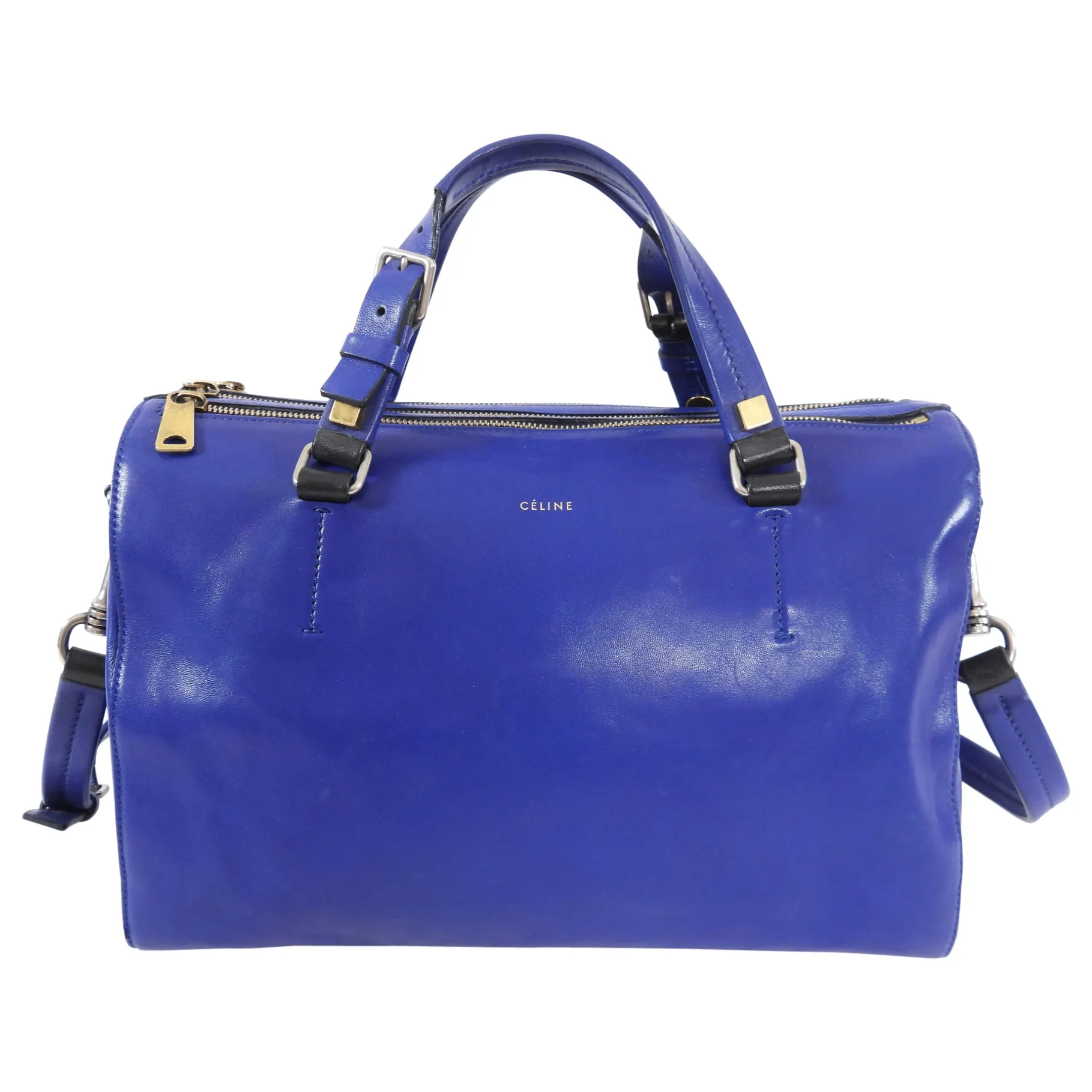 Celine Blue Leather Duffle Two-Way Bag