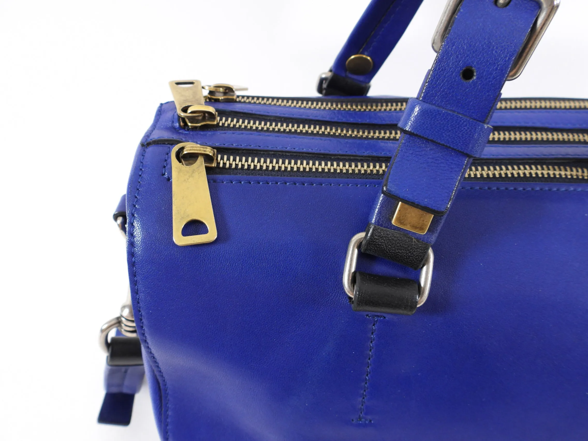 Celine Blue Leather Duffle Two-Way Bag