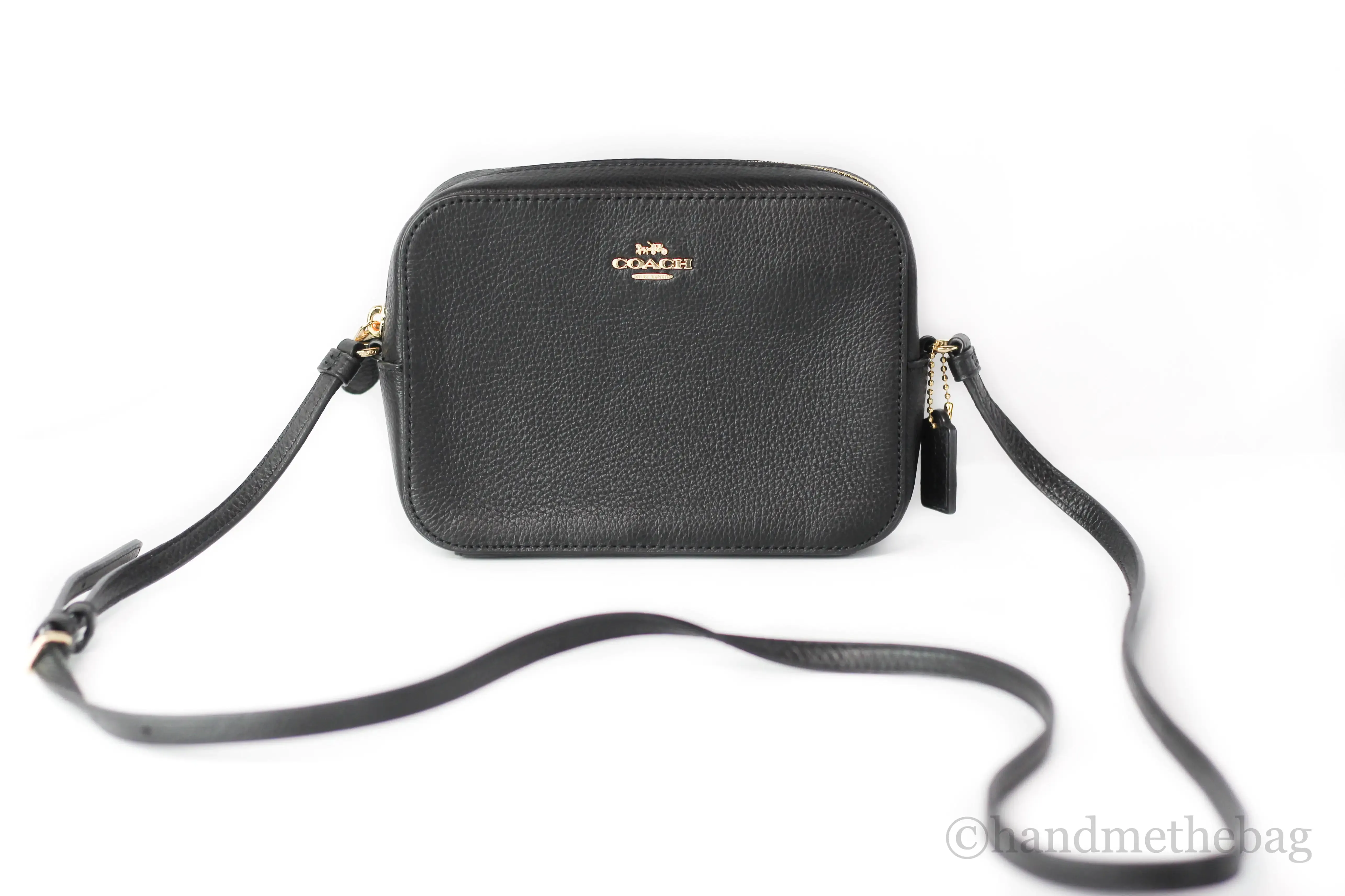 Coach (87734) Black Pebble Leather Mini Camera Bag Crossbody Handbag