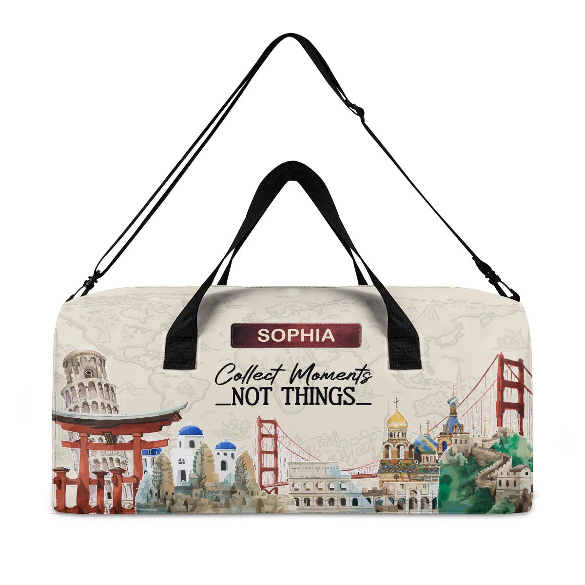 Collect Moments Not Things - Personalized Minimalist Duffle Bag SBMDBT75